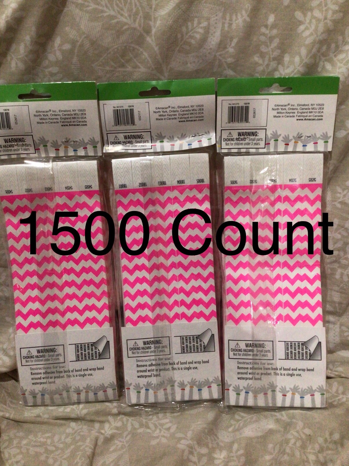 Tyvek Wristbands Pink 1500 Count Party Fundraiser Event Club Bar Entry Reentry