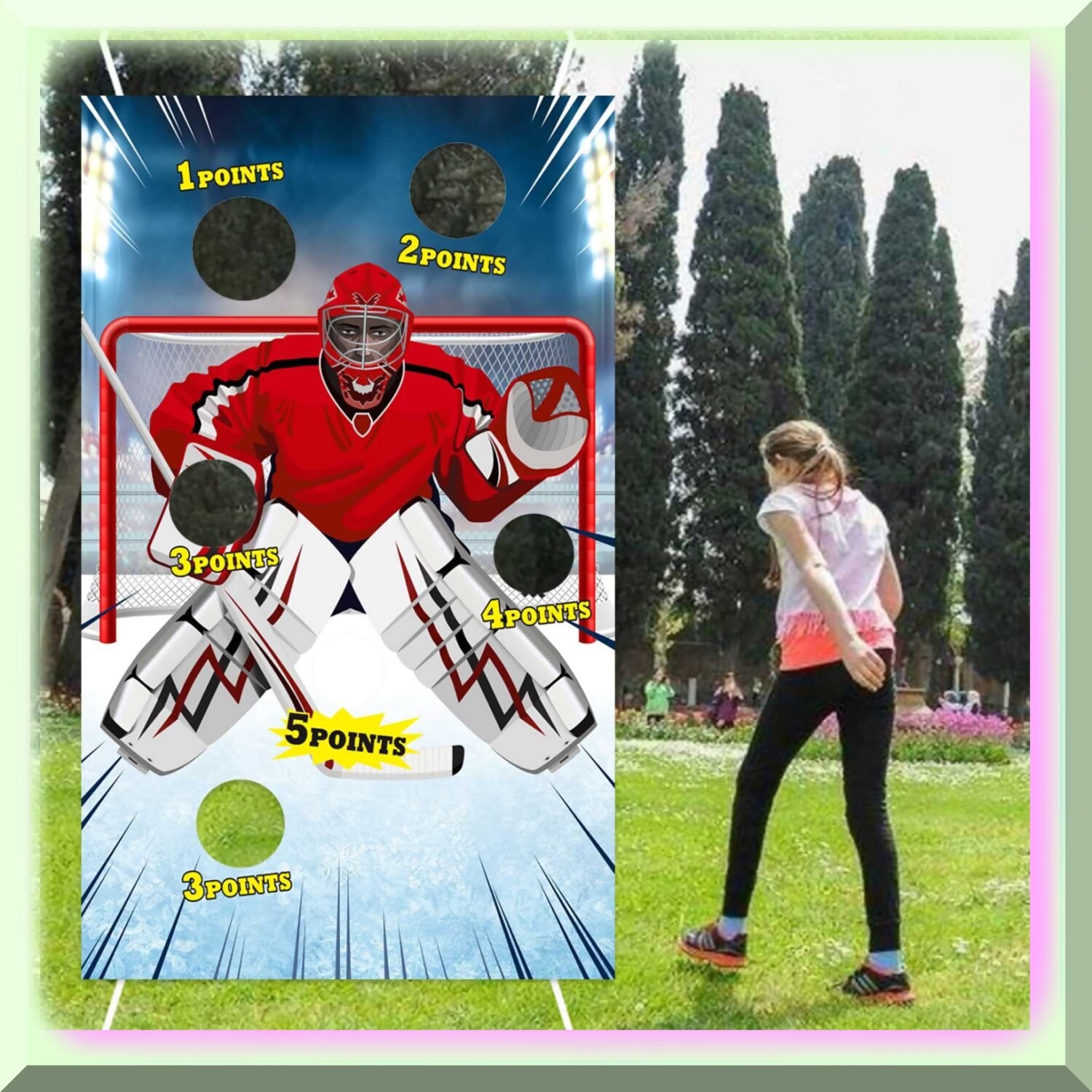 Ice Hockey Toss Game Decorations Banner