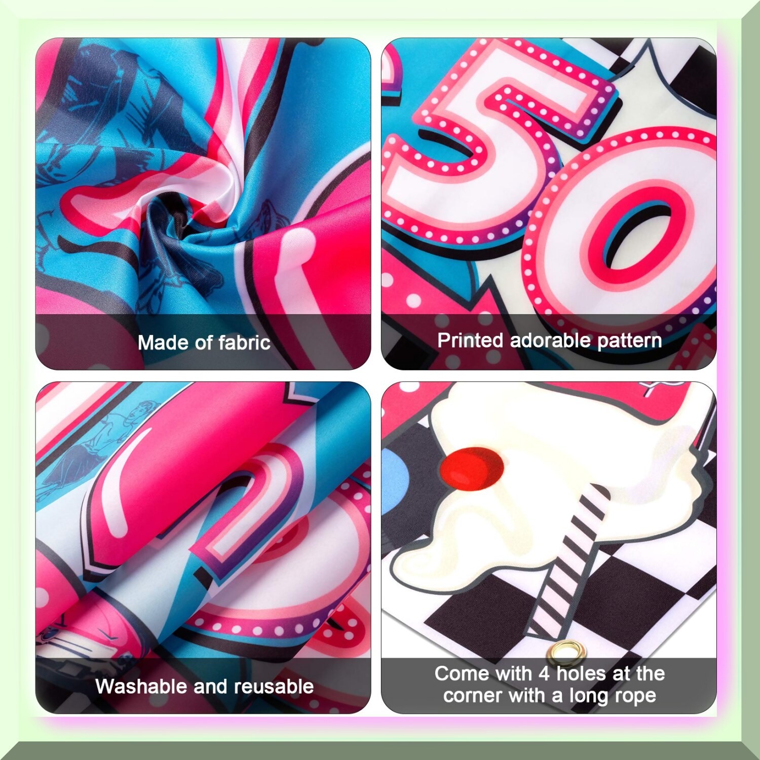 Retro 50s Party Banner Vintage Rock and Roll