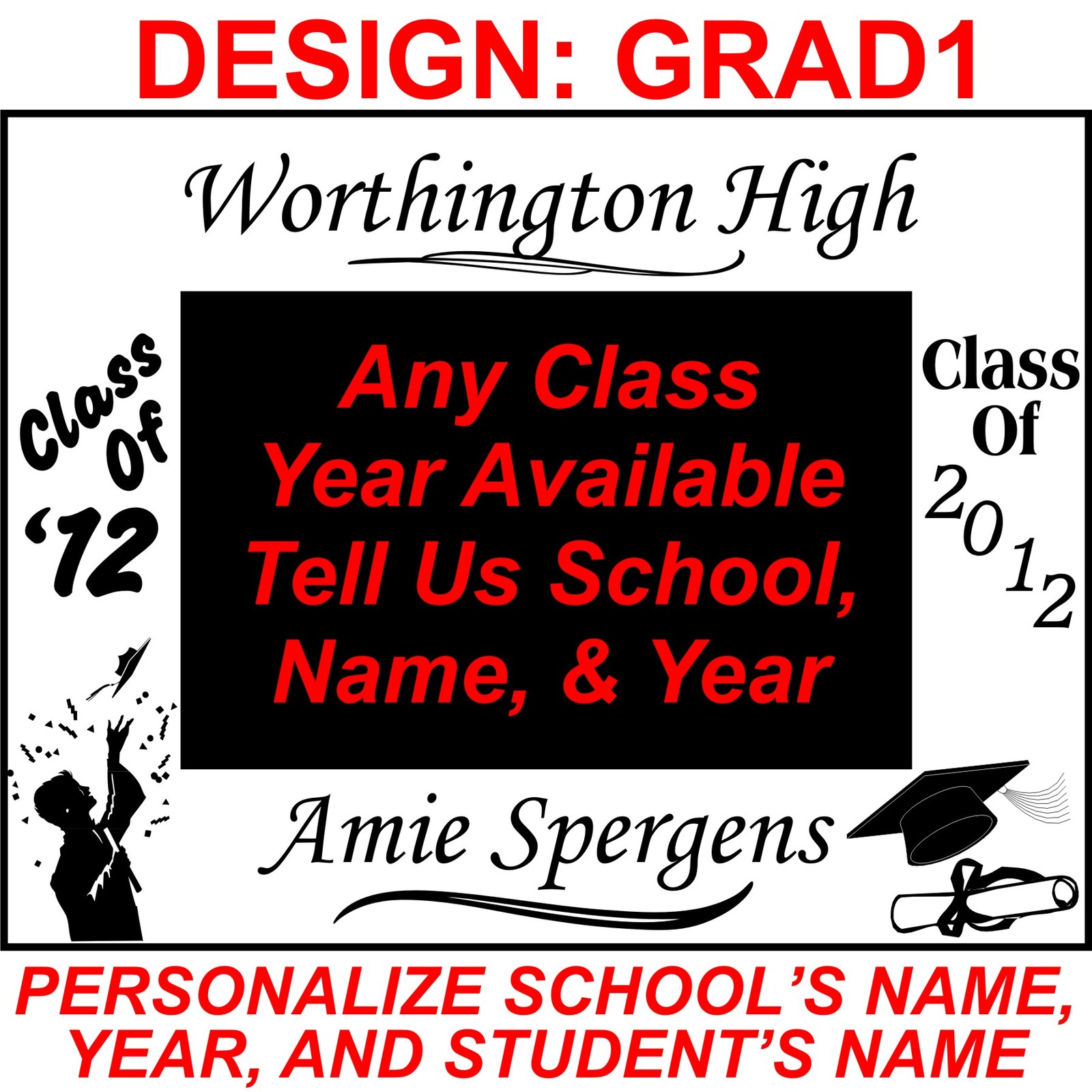 Personalized Senior Class of 2020 2021 Graduation Steel Picture Frames Presents