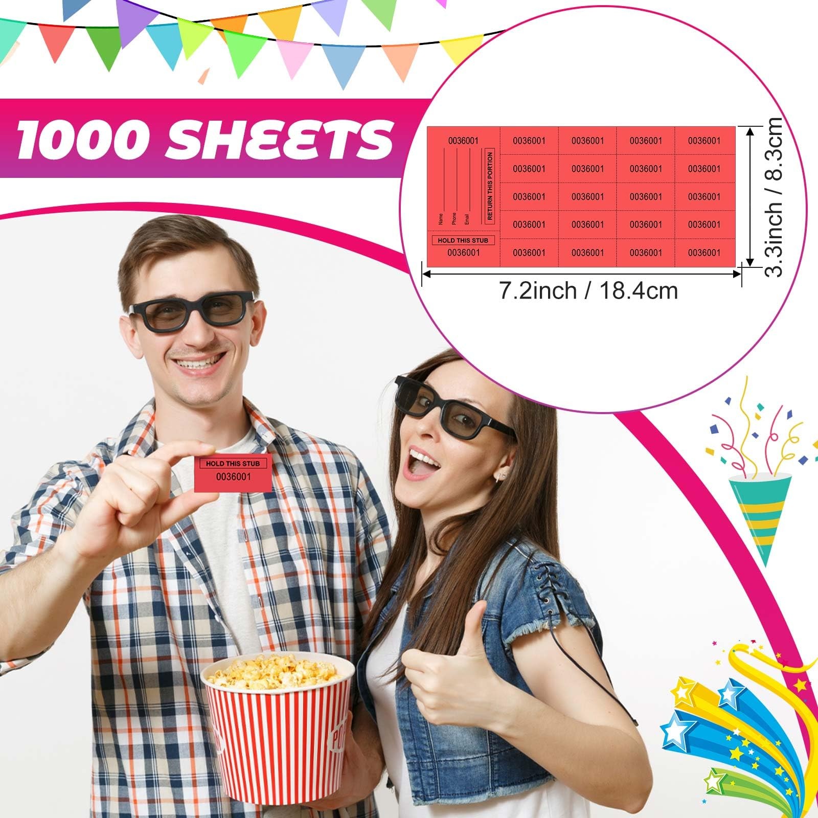 1000 Sheets Red 20 Bid Raffle Tickets Chinese Auction Fundraiser Silent Tags