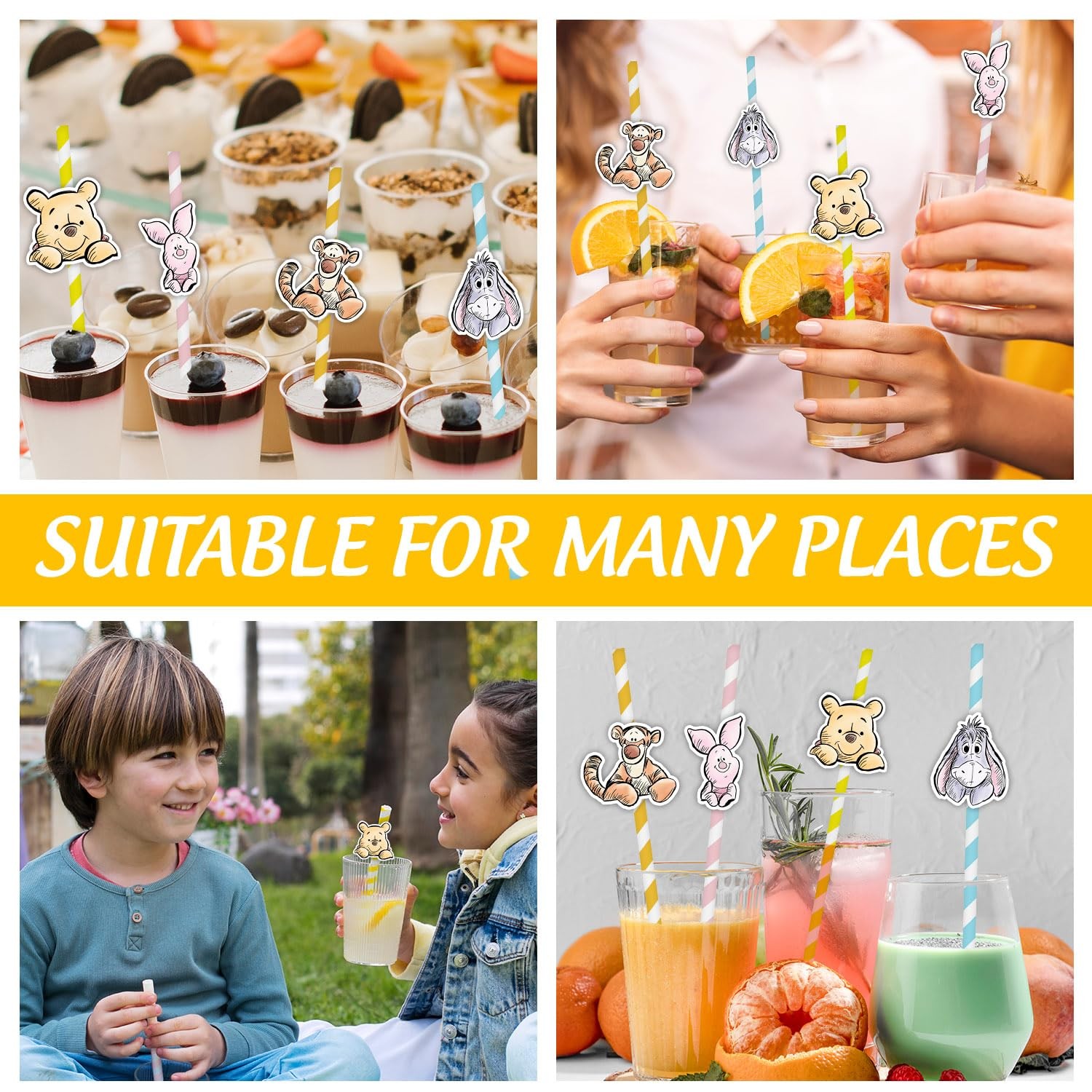 40 Pcs Winnie Baby Shower Decorations, Pooh 0.24 x 7.76 Inches, Yellow01
