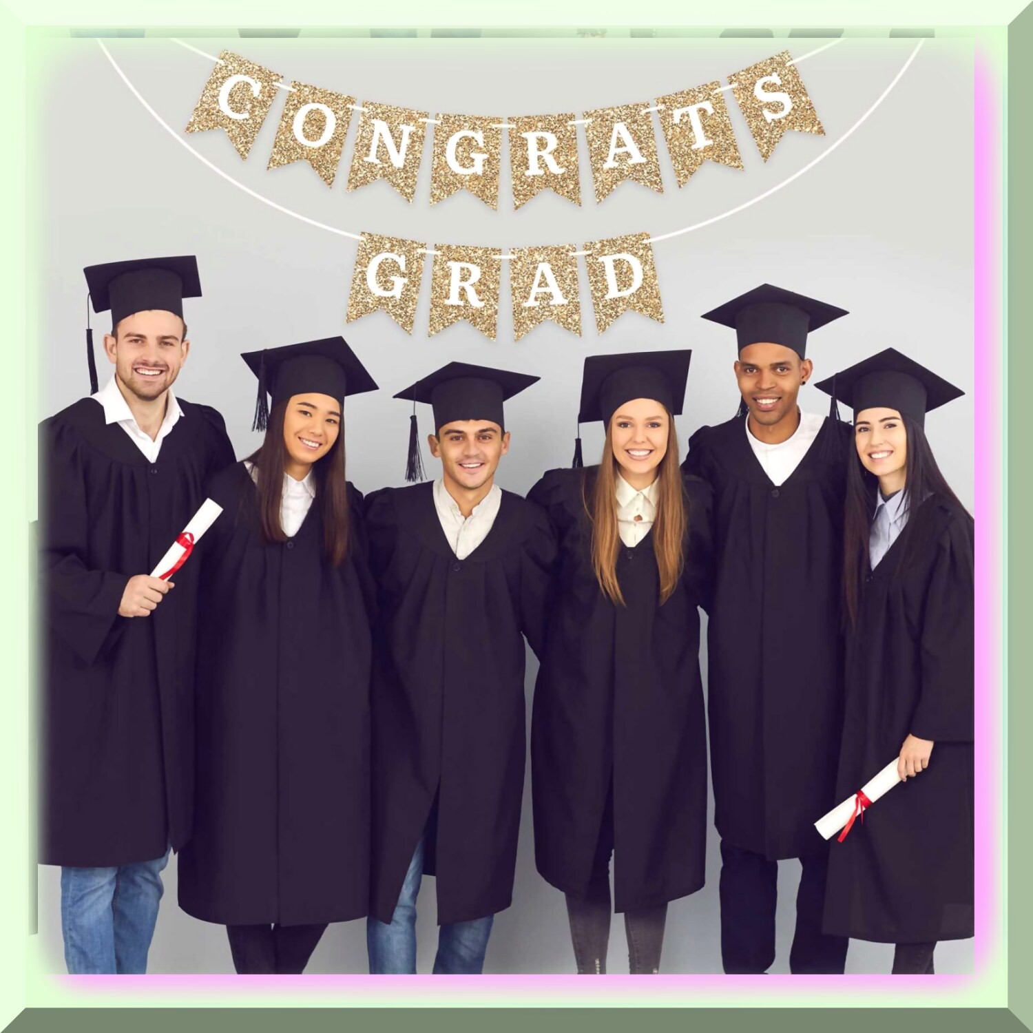 Graduation Celebration Banner with Glitter Garland