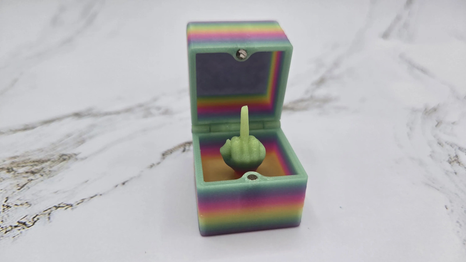 Glow in the Dark Middle Finger Box Rainbow Office Gag Gift Funny Desk Decor