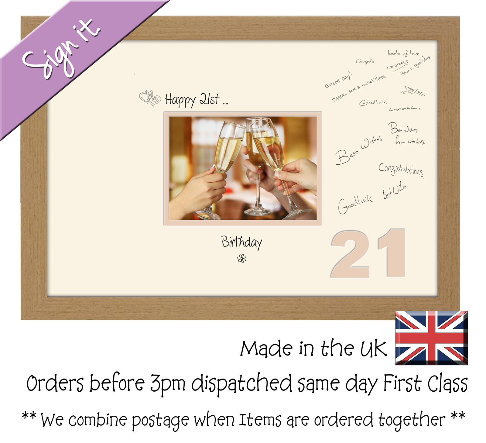 21st Birthday Signing Guest Photo Frame Gift 7×5 Photo by Photos in a Word 660D
