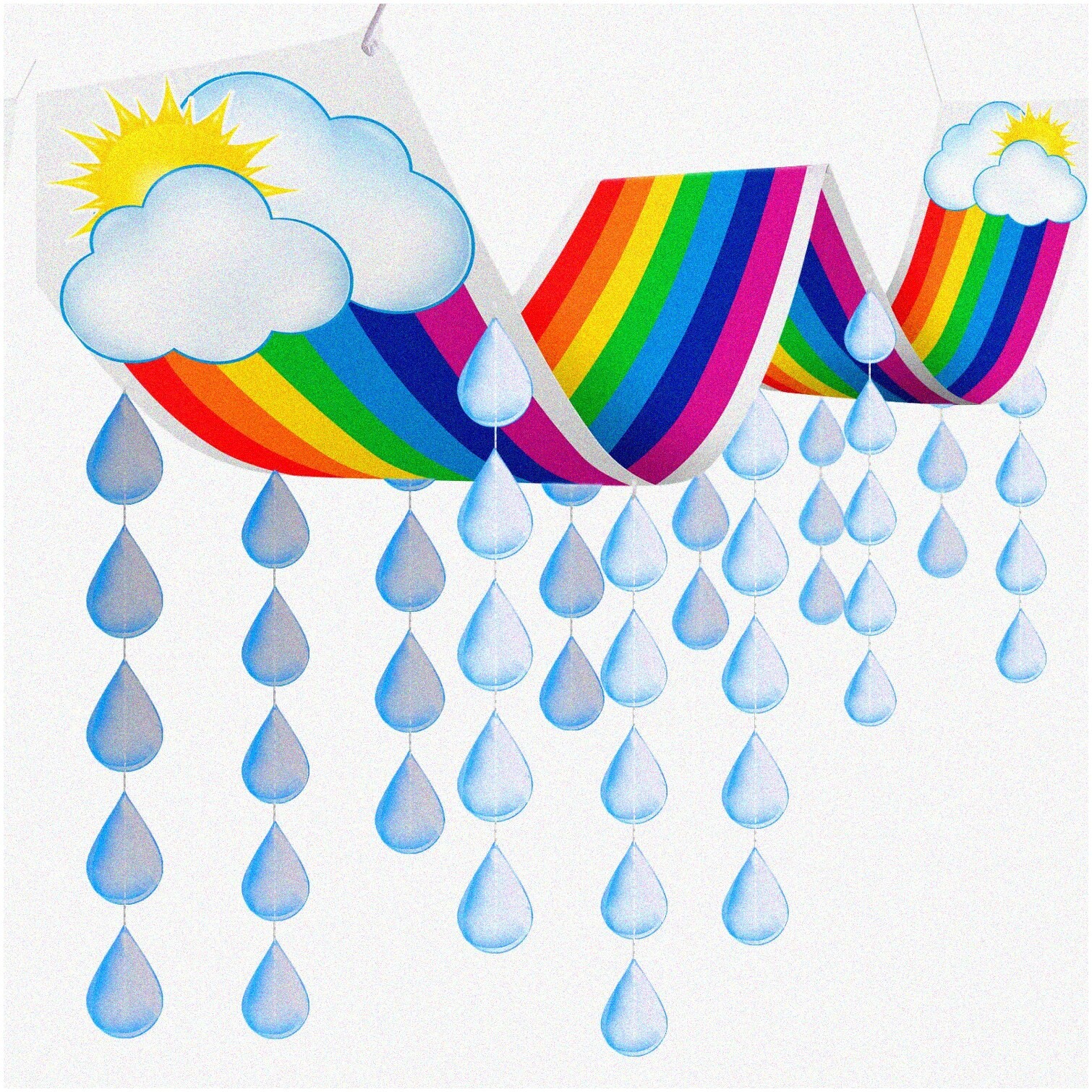 Hanging Cloud Decoration with Raindrop Garland