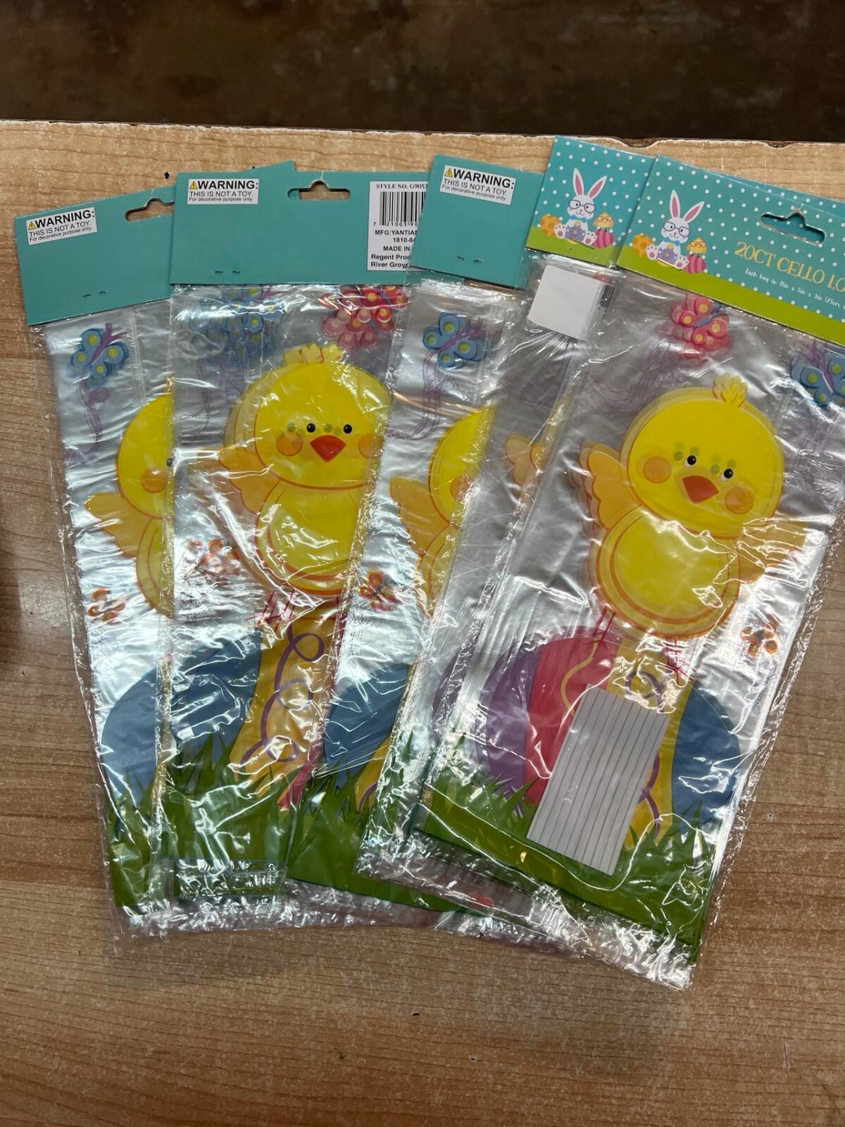 Lot of 5 Easter Chick Egg Cellophane Bags Candy Cookies 5×3 in FREE SHIPPING