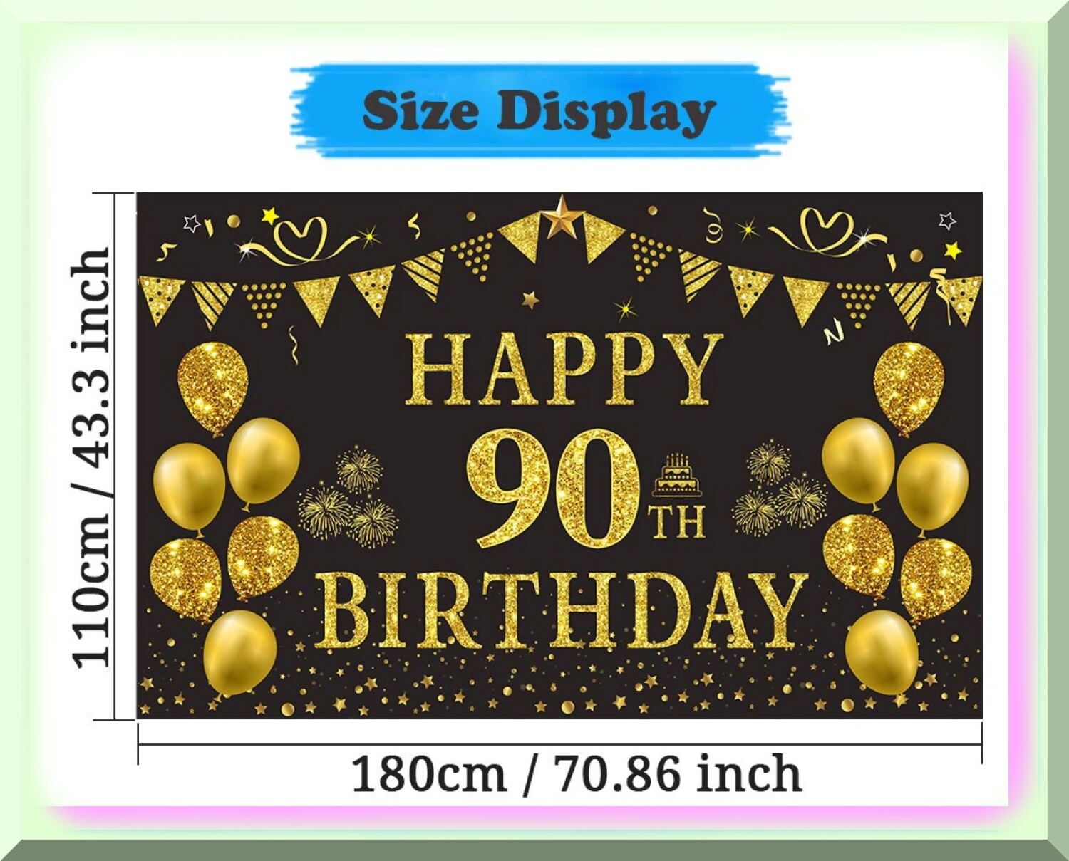 Gold and Black 90th Birthday Backdrop
