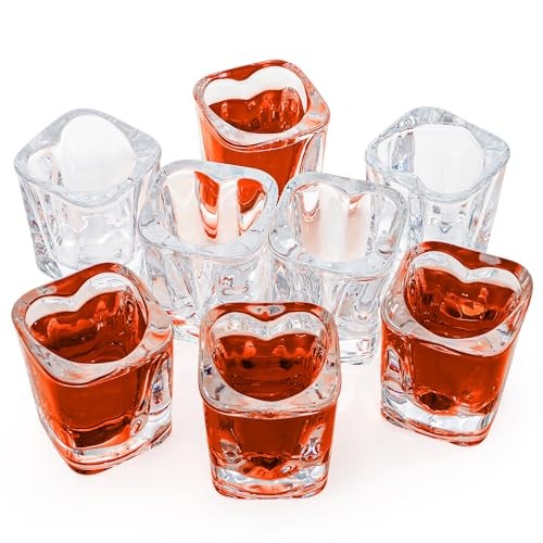 20 Pack 1.5 oz Shot Glasses Set, Cute Square Heart Shaped Shot Glasses Set,