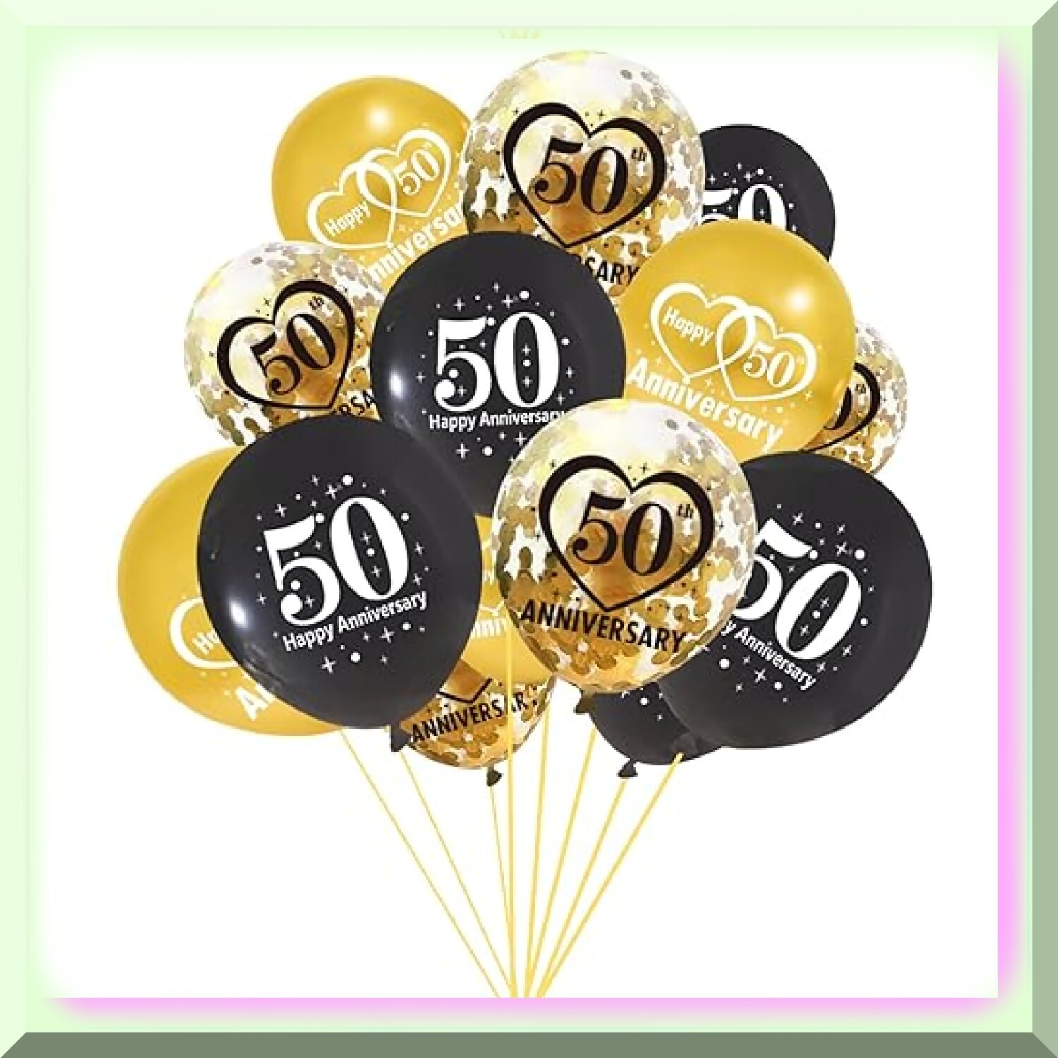 Golden Jubilee Balloon Kit 30 Pieces Black Gold