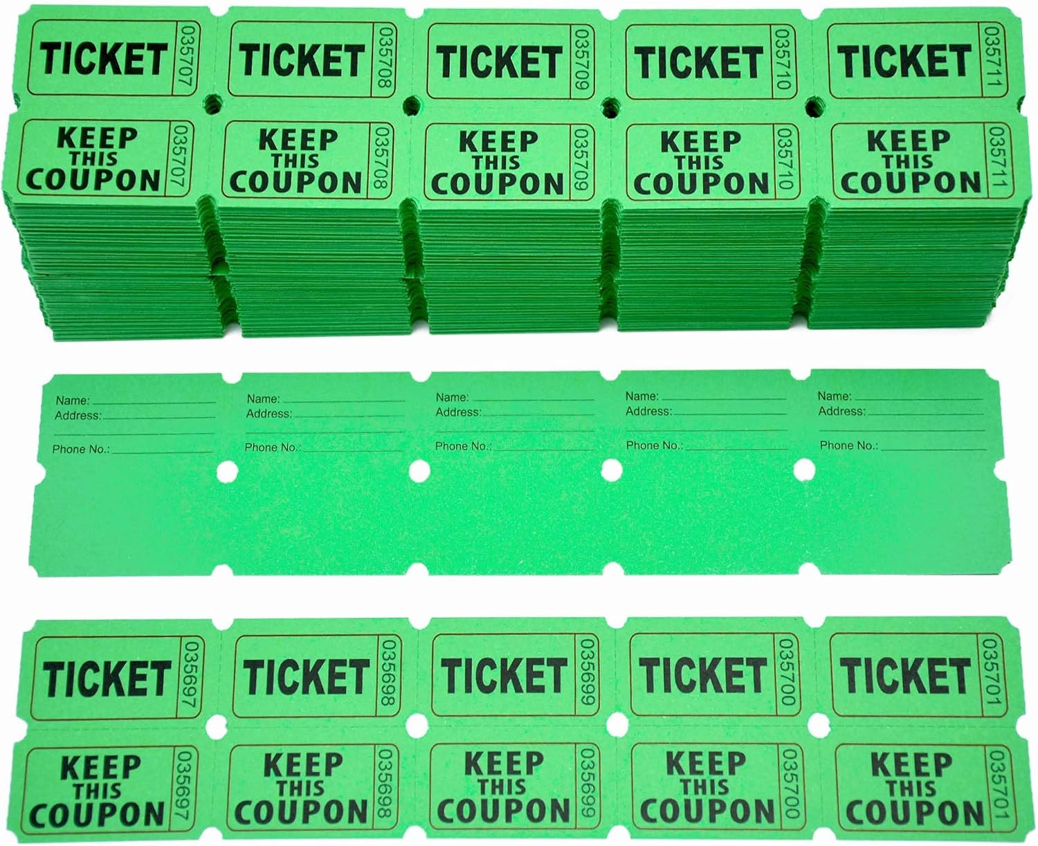 Homrelaxy 2000 Pcs 1000 Pairs Raffle Tickets, 50/50 Double Raffle Tickets, 250