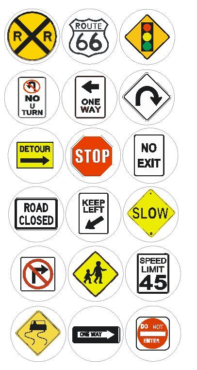 Road Signs Train Labels Stickers Decals CRAFT Teachers SCHOOLS Made In USA #D163
