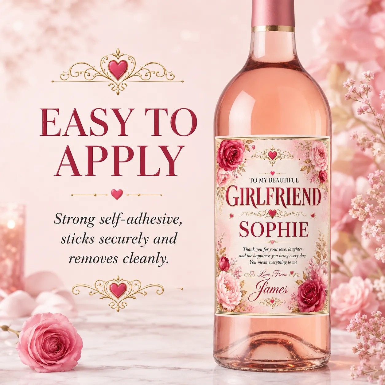 Personalised Girlfriend Bottle Label Sticker Custom Romantic Wine Gift