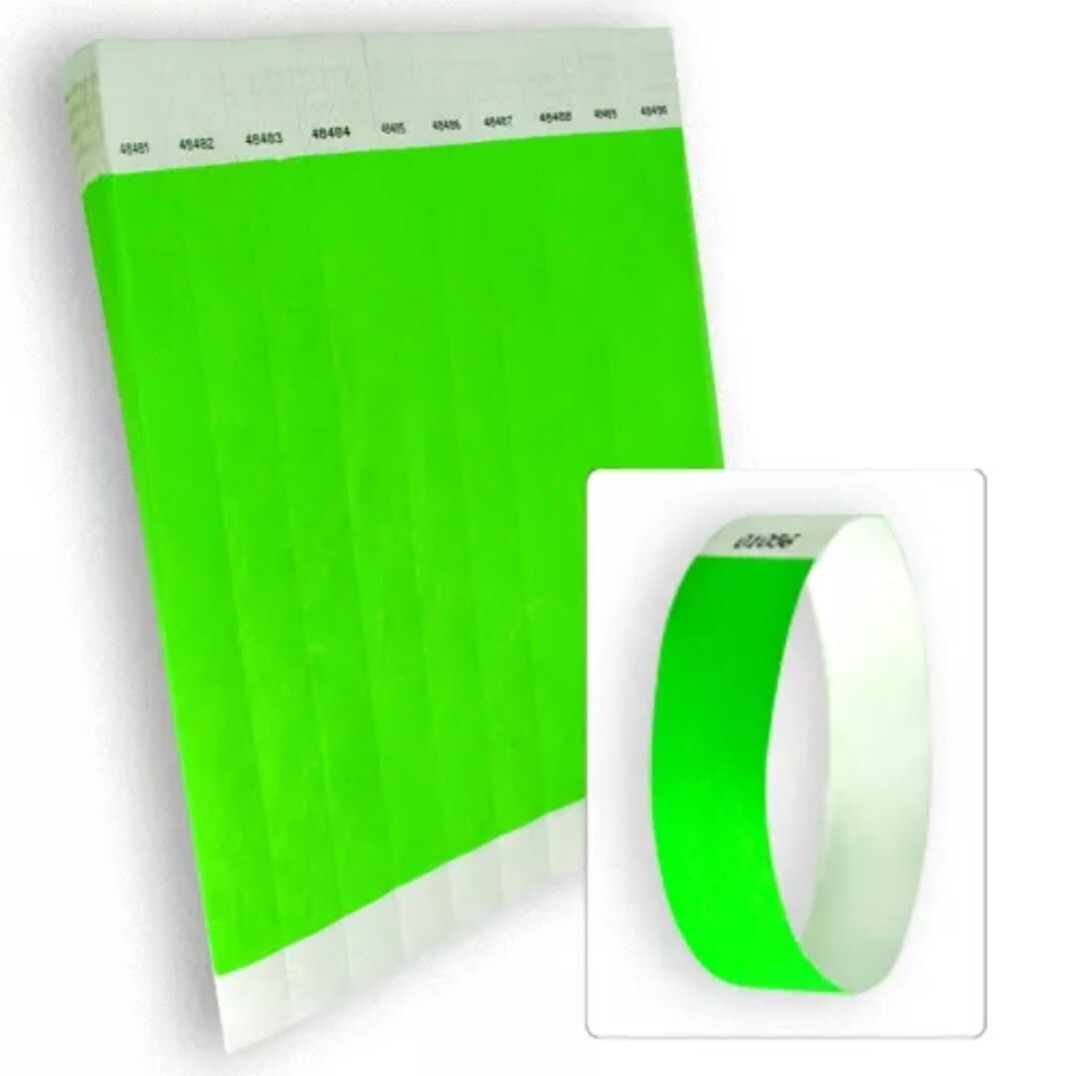500 Count Paper Wristbands – Neon Yellow T3VL-02