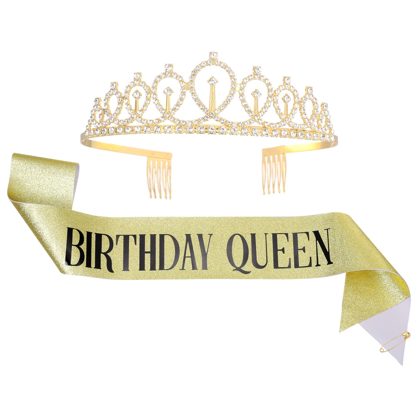1-Set Birthday Sash, Sequined Fabric Birthday Gifts Decor [Gold]