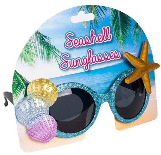 Seashell Sunglasses – Party Mardi Luau Tropical Shades – Sparkling Beach Glasses