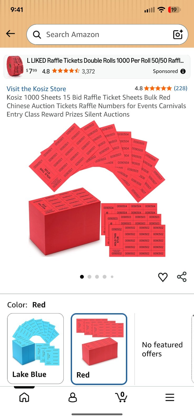 504 Sheets 15 Bid Raffle Ticket Chinese Auction Numbered Red Event Tags