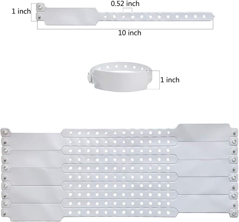00 Pack White Hospital Wristbands Vinyl Patient Id Bands Medical Plastic Wristba