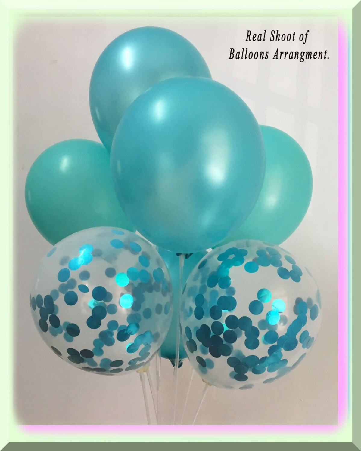Turquoise Metallic Confetti Balloons 12-inch Pack of 20