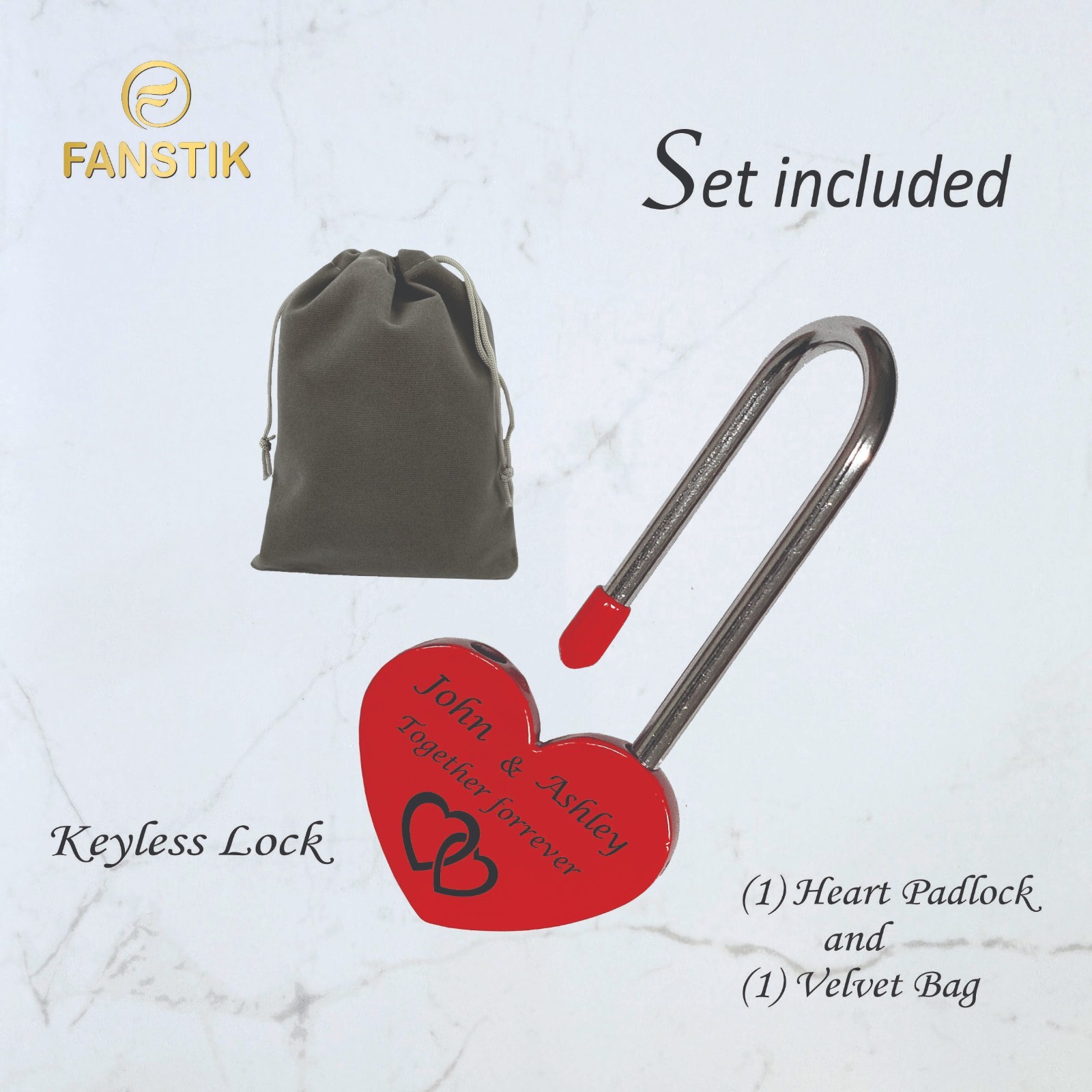 Custom Engraved Red Padlock, Anniversary, Bridge Love Lock, Wedding (Red Heart=