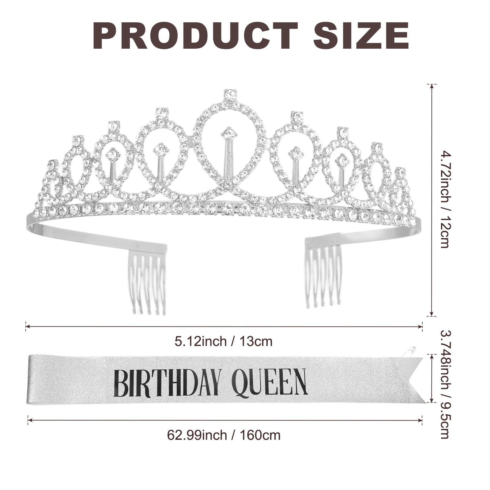 1-Set Birthday Sash, Sequined Fabric Birthday Gifts Decor [Silver]
