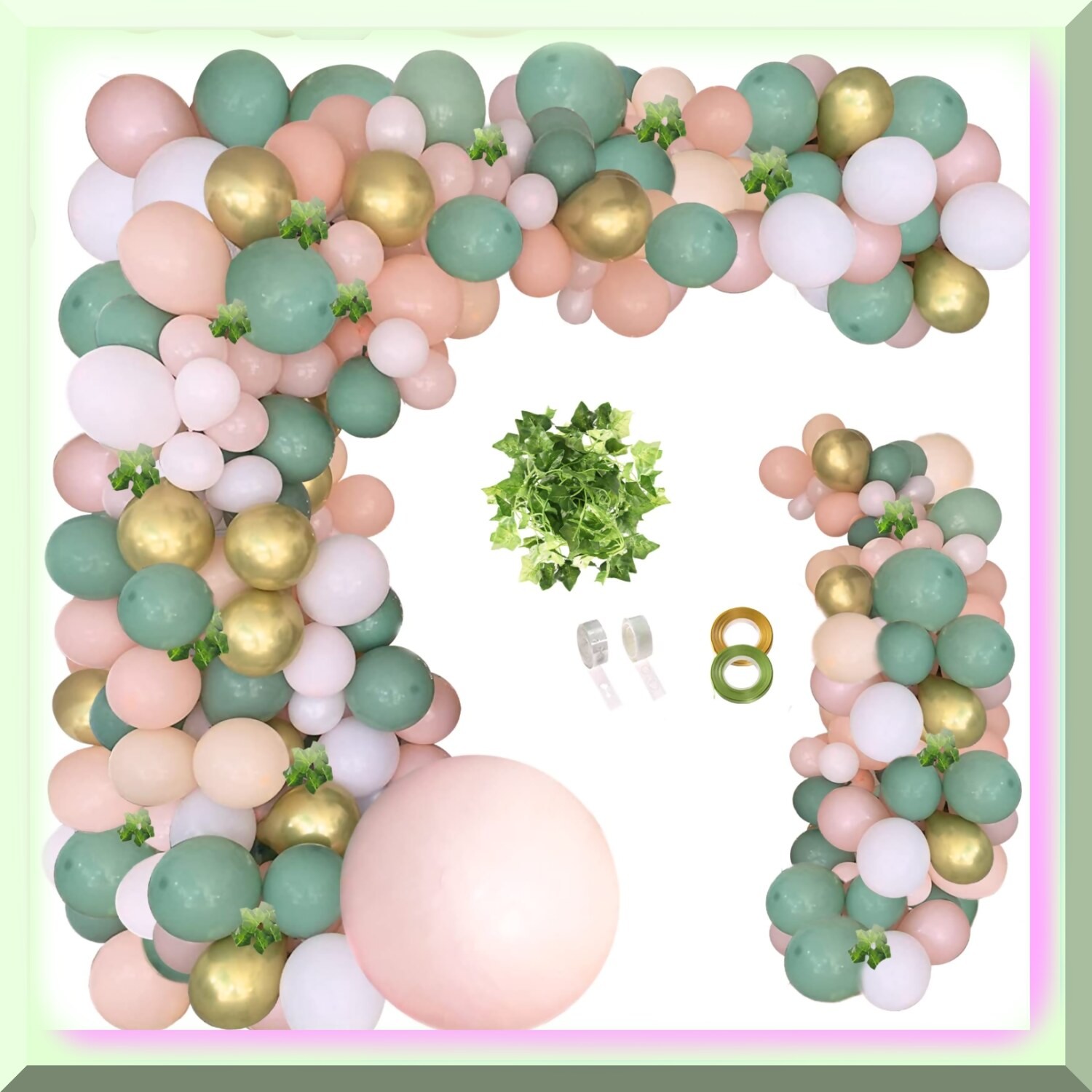 Balloon Garland Kit Sage Olive Green Peach Blue