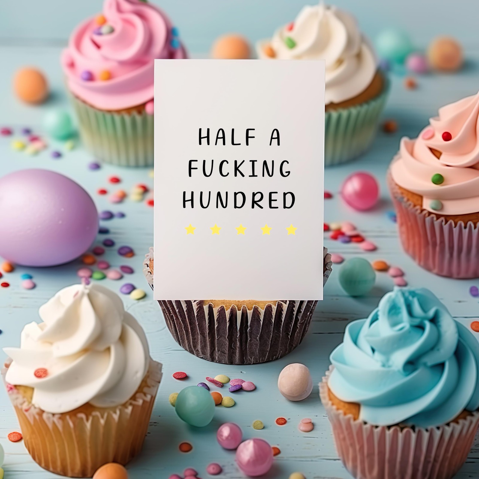 Half a Hundred Birthday Card – Funny 50th 5×7 inches, a