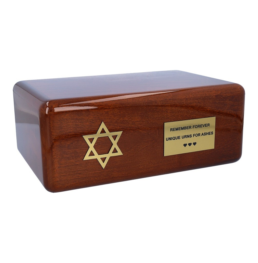 Wooden Jewish urn for ashes Urn with Star of David Dignified memorial for ashes
