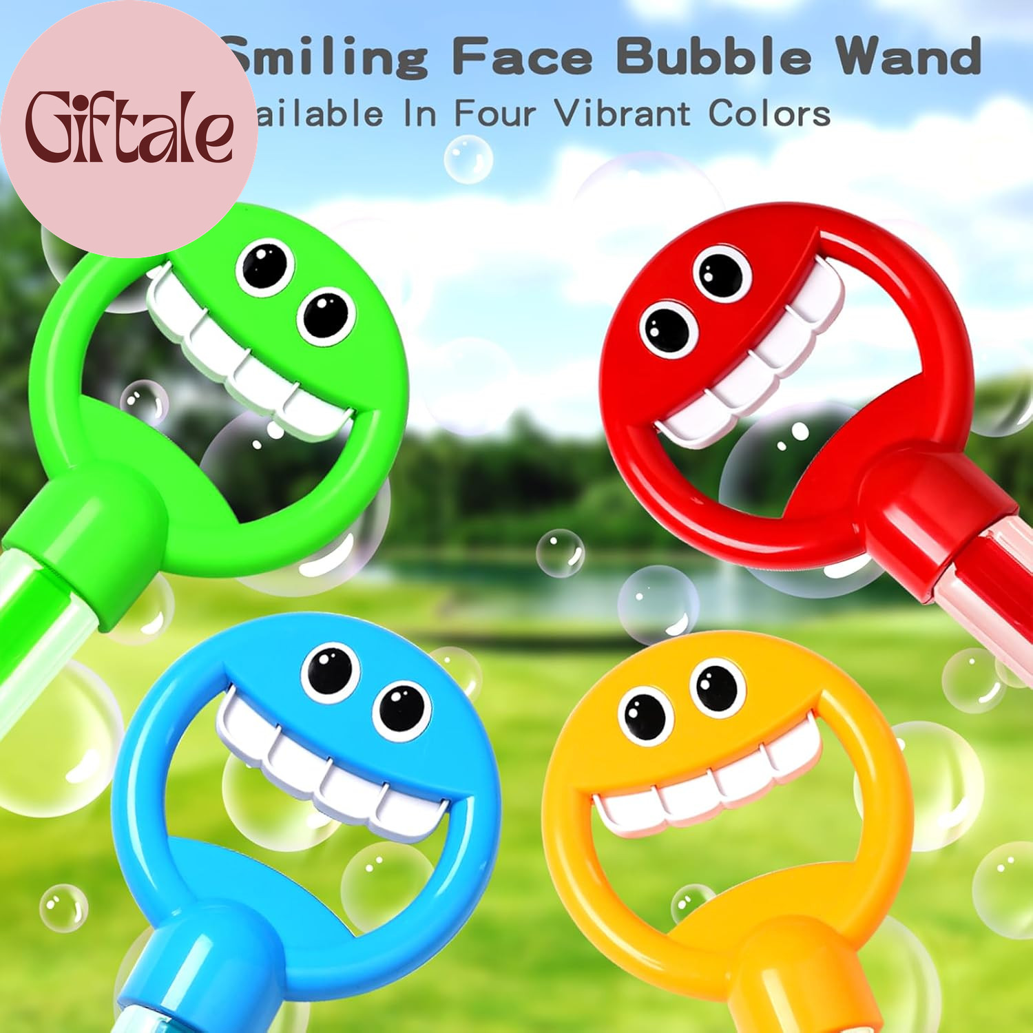 Bubble Wand 2 Pack, 36 Hole Smiling Face Bubble Wand for Kids Outdoor Game Toy,