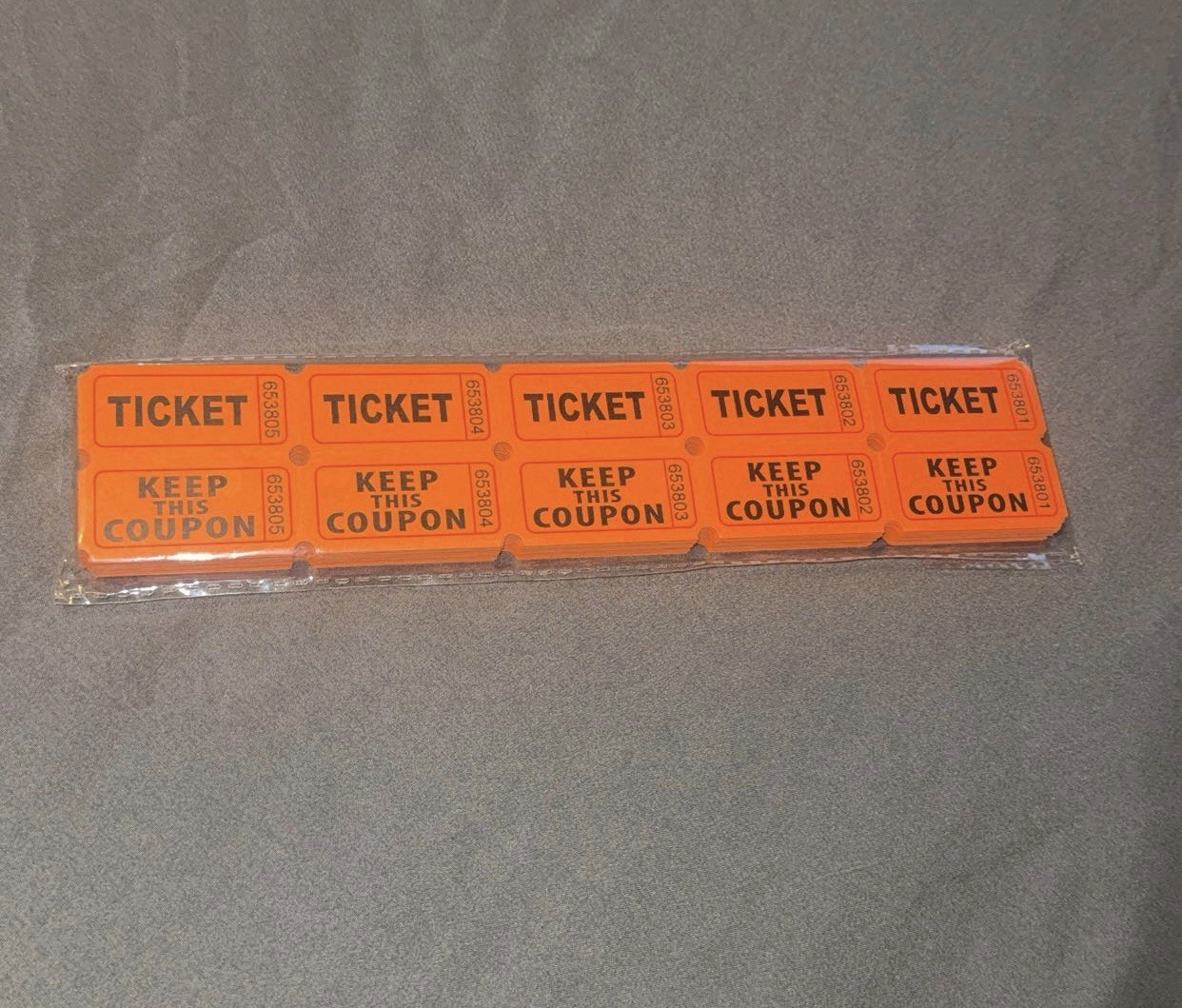 200 Double Stub Raffle Tickets 50/50 Carnival Keep This Coupon Orange 400 Sheets