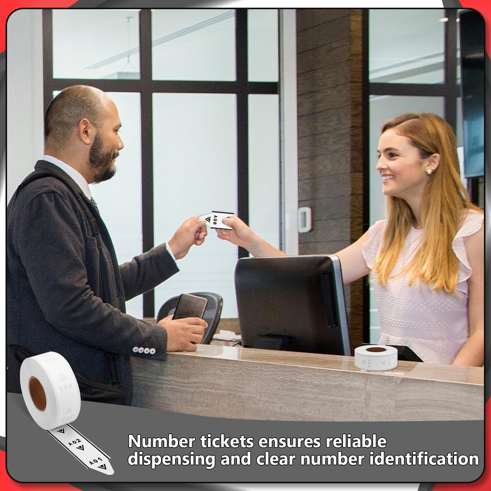 2000 PCS Take A Number Tickets 2Digit Roll A01E99 For D80 KT Dispenser