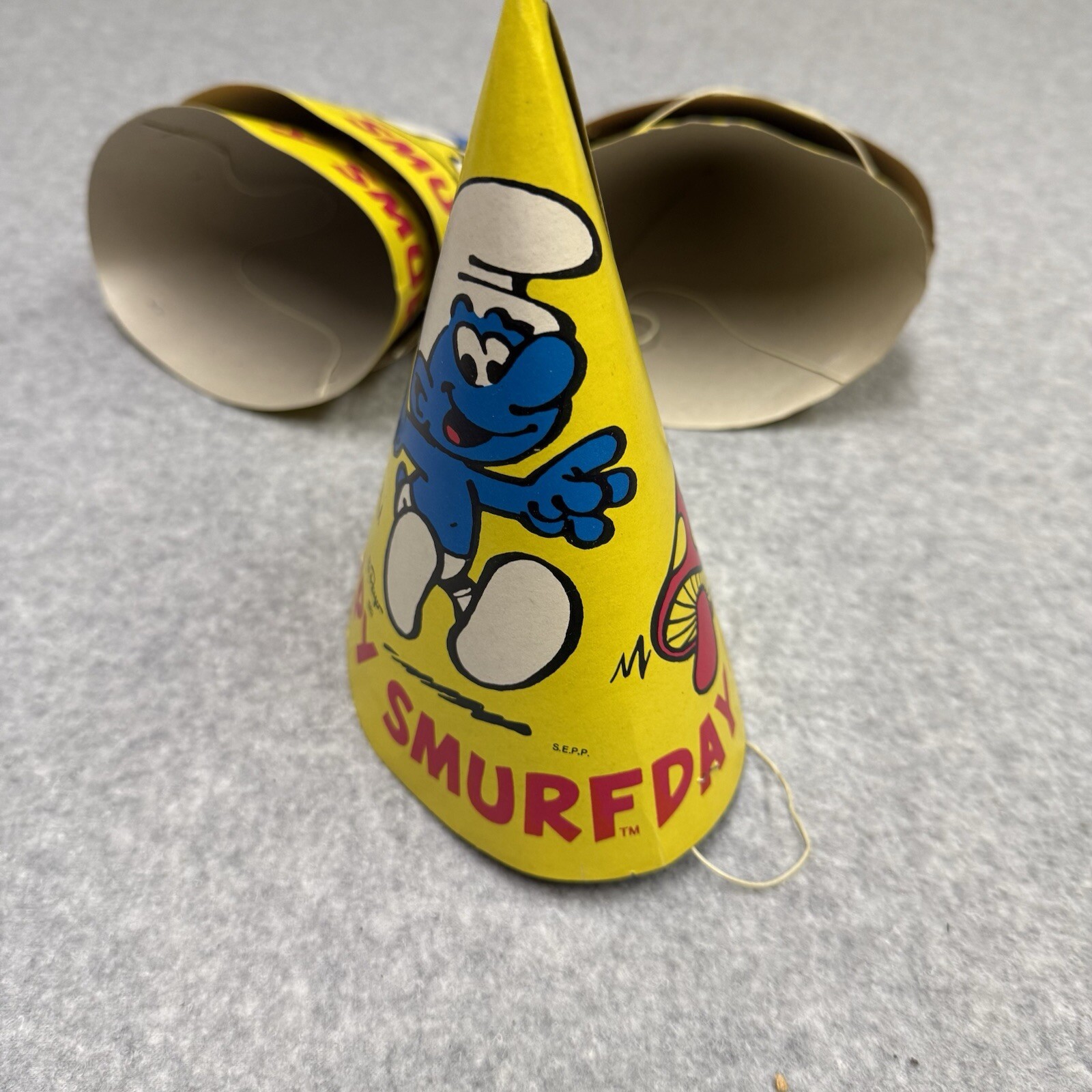 Vintage Smurf Party Hats Lot Of 5 Happy Smurfday