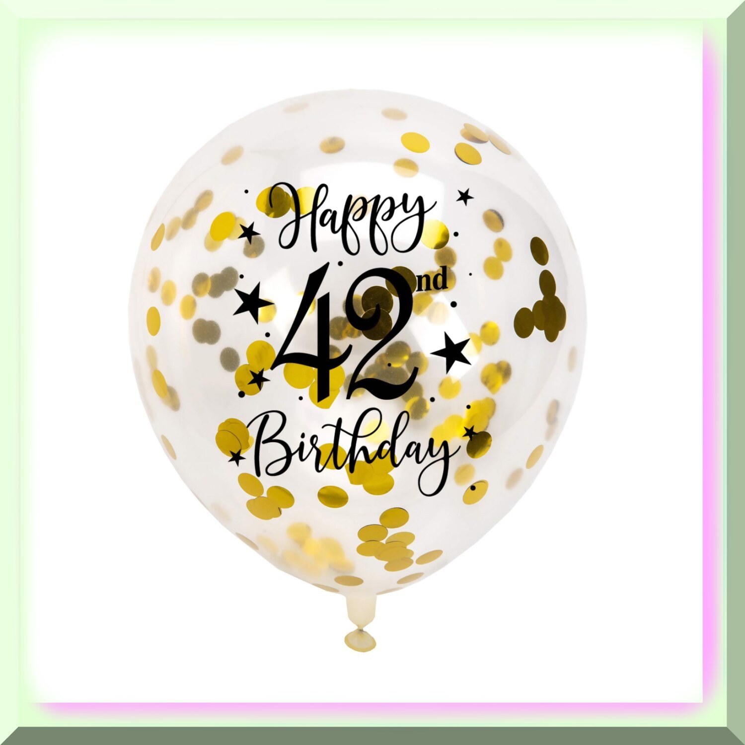 Gold Confetti Latex Balloons for 42nd Birthday Celebration