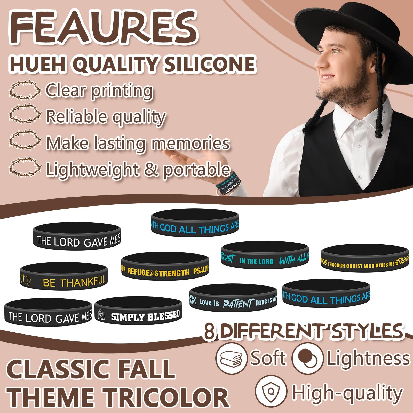 100 Pcs Bible Verse Bracelets Scripture Rubber Bracelets Religious Silicone W…