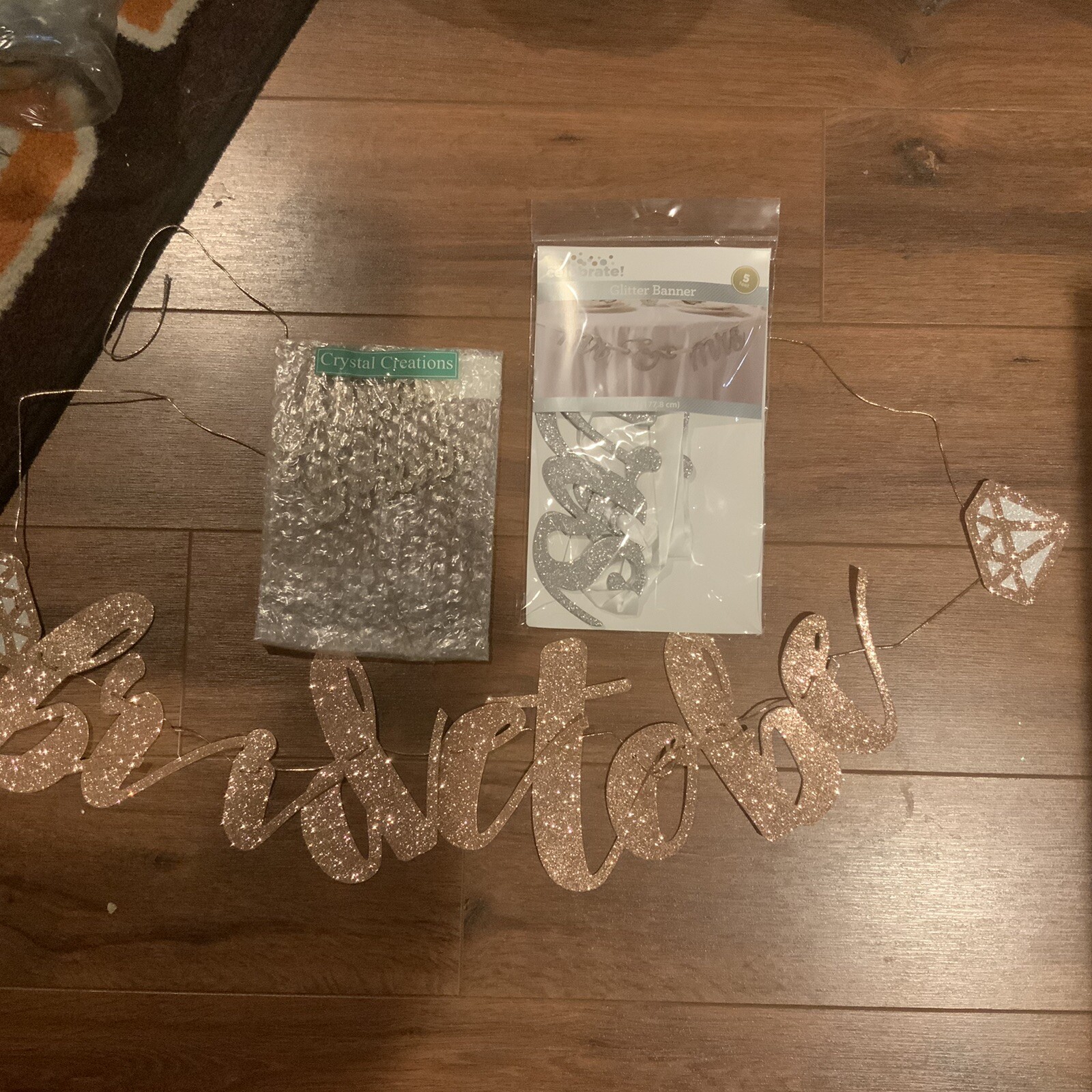 Wedding Lot Mr. & Mrs. Silver Glitter Banner Celebrate 5 Feet & Always & Forever