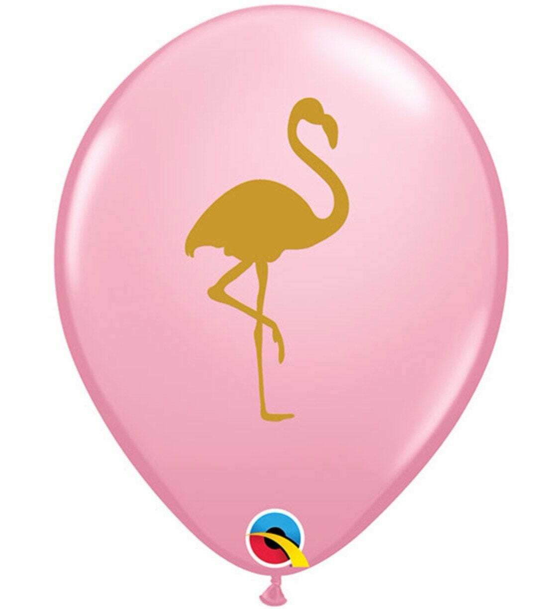 11″ Pink Balloons with Gold Flamingo – Set of 6 Balloons