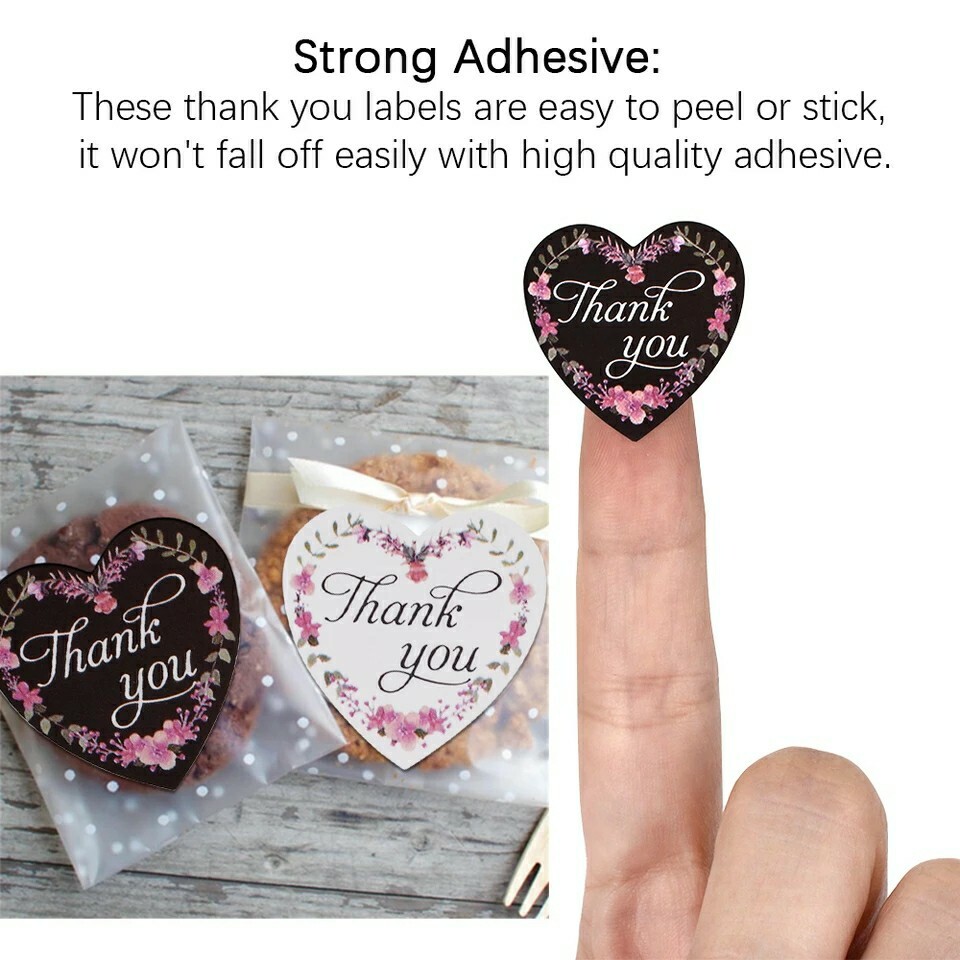 100 Pcs Set, heart thank you labels wedding/Party Supplies
