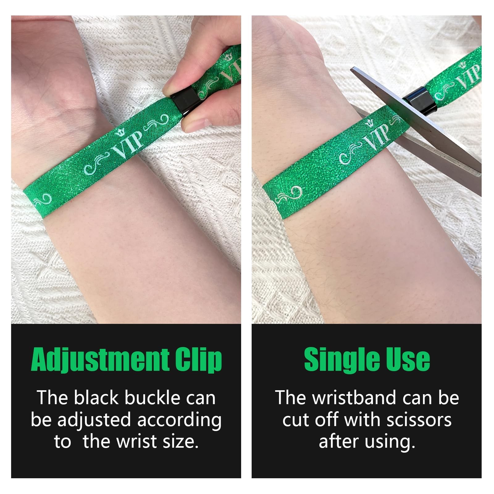 100 Pcs VIP Cloth Event Wristband, Disposable VIP Wristbands for Events, Colo…