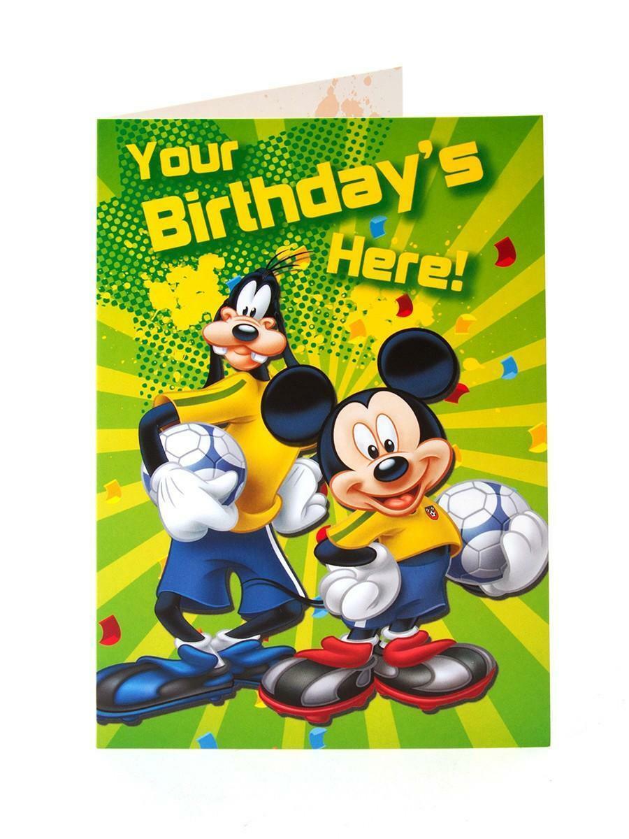 Mickey Mouse Goofy Football Your Birthday’s Here! Birthday Greetings Card