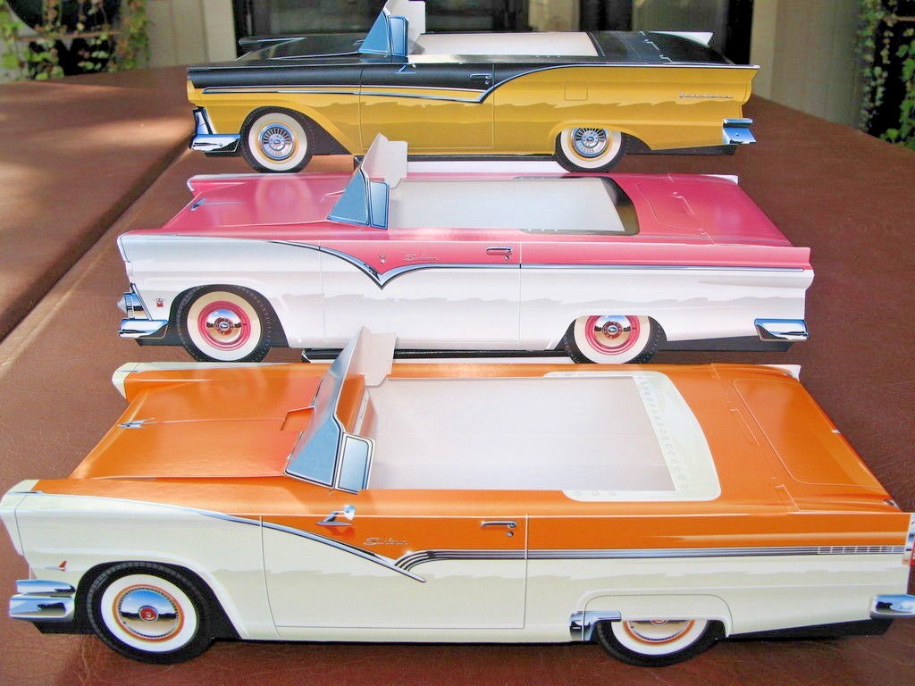 6 ~ Classic Ford Cardboard Cars Kids Food Box Tray Party Favor Table Center *