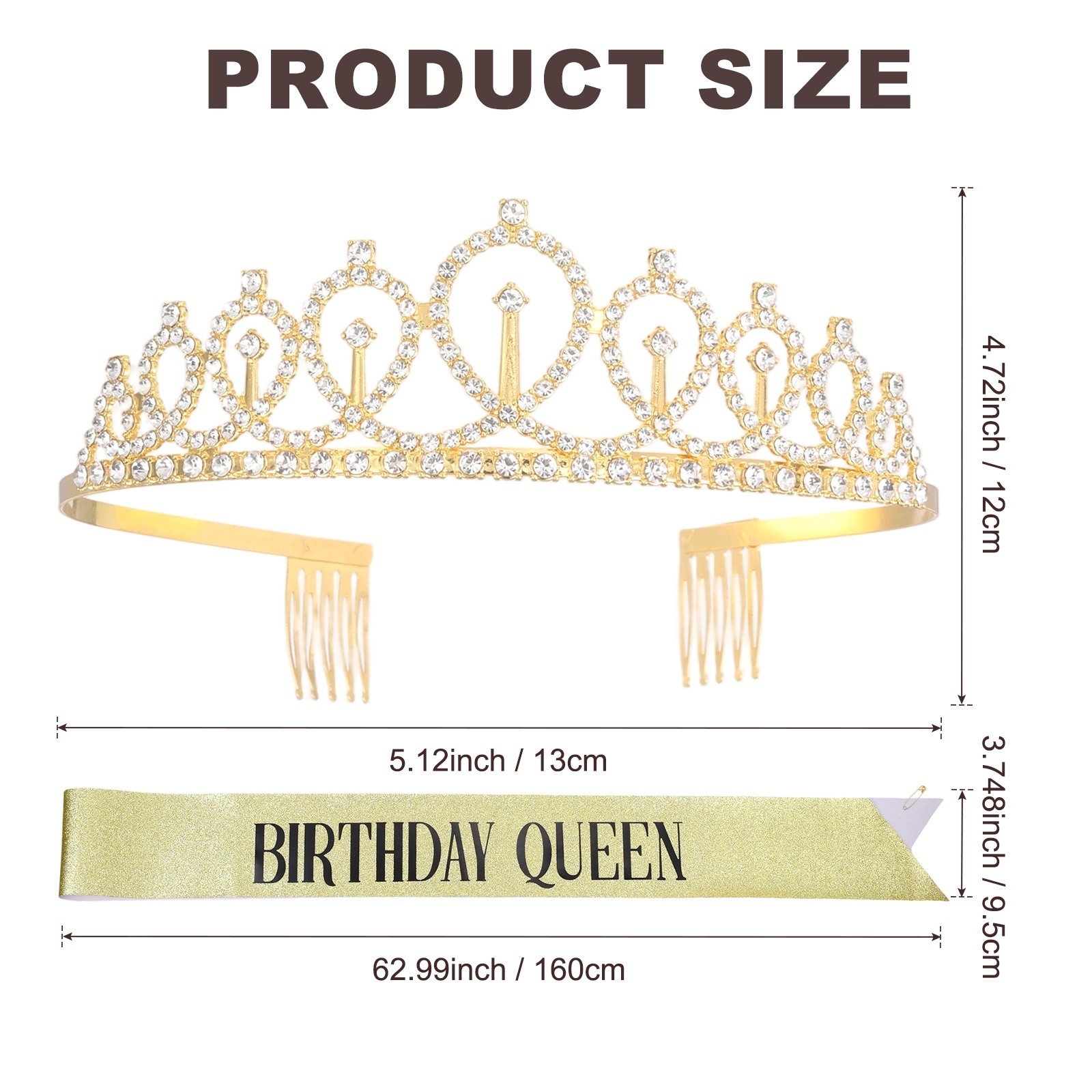 1-Set Birthday Sash, Sequined Fabric Birthday Gifts Decor [Gold]