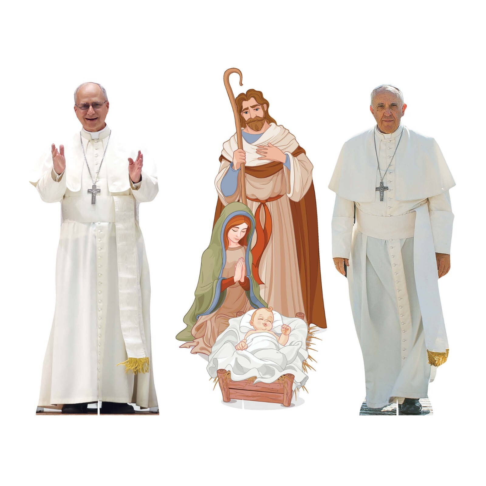 Pope Nativity Table Top Cardboard Cutouts Pack of 3 Shelf top Desk Standees 29cm
