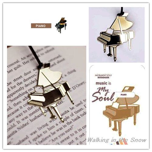 Piano Instrument Gold-plated Stainless Metal Music Bookmark Party Decals Gift