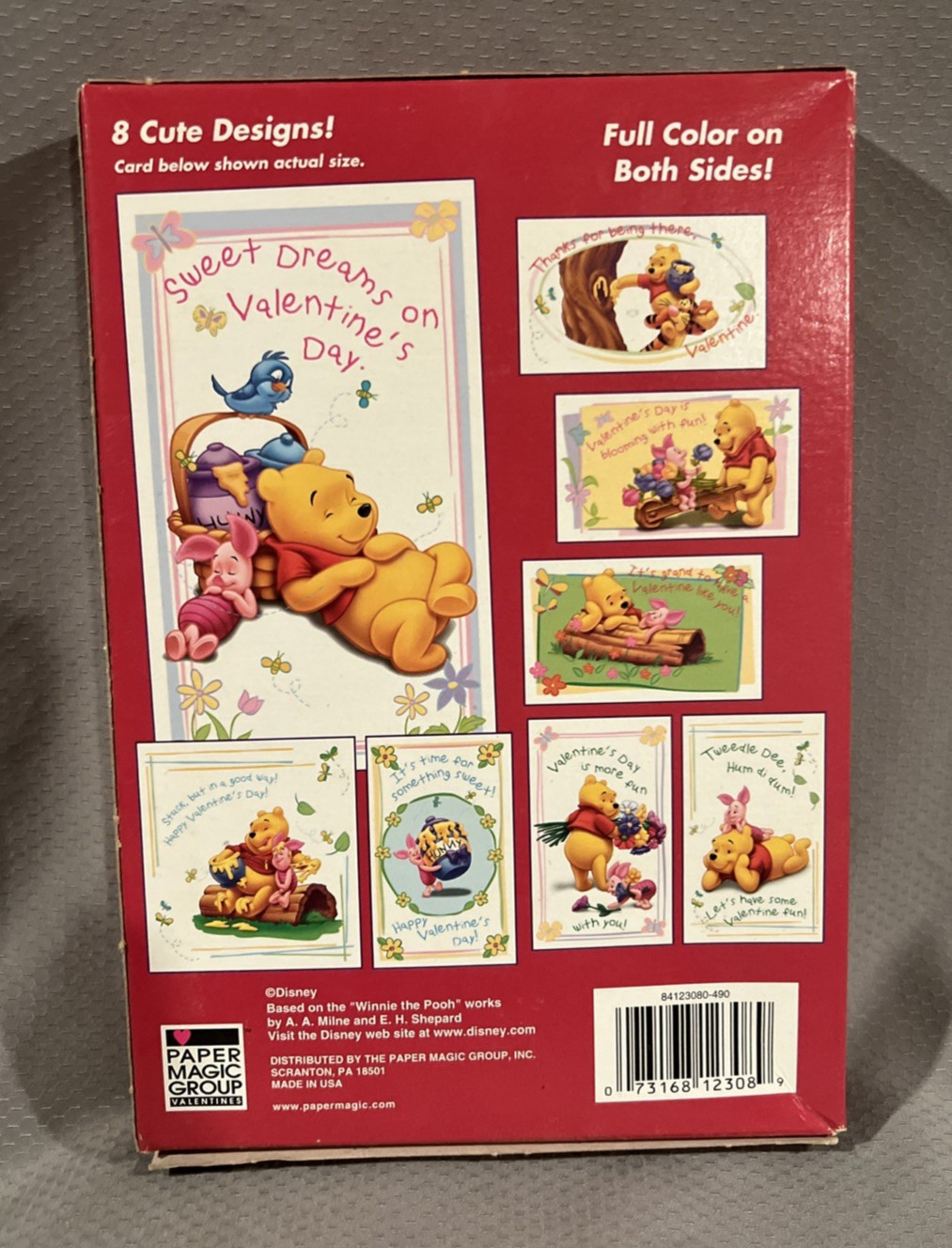 NEW IN BOX Disney Winnie The Pooh Valentines Cards 32 Per Box 8 Designs