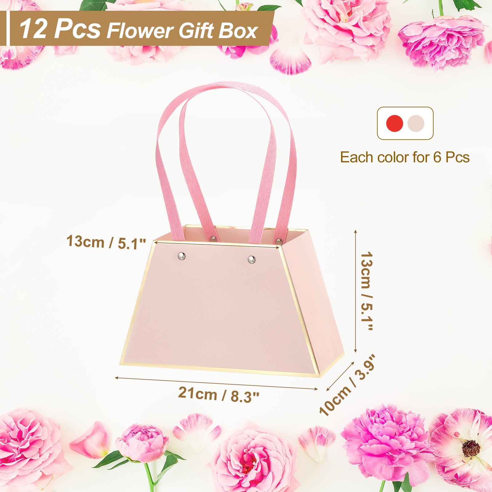 12 Packs Graduation Flower Gift Bags Bouquets Arrangement Boxes, Pink/Red