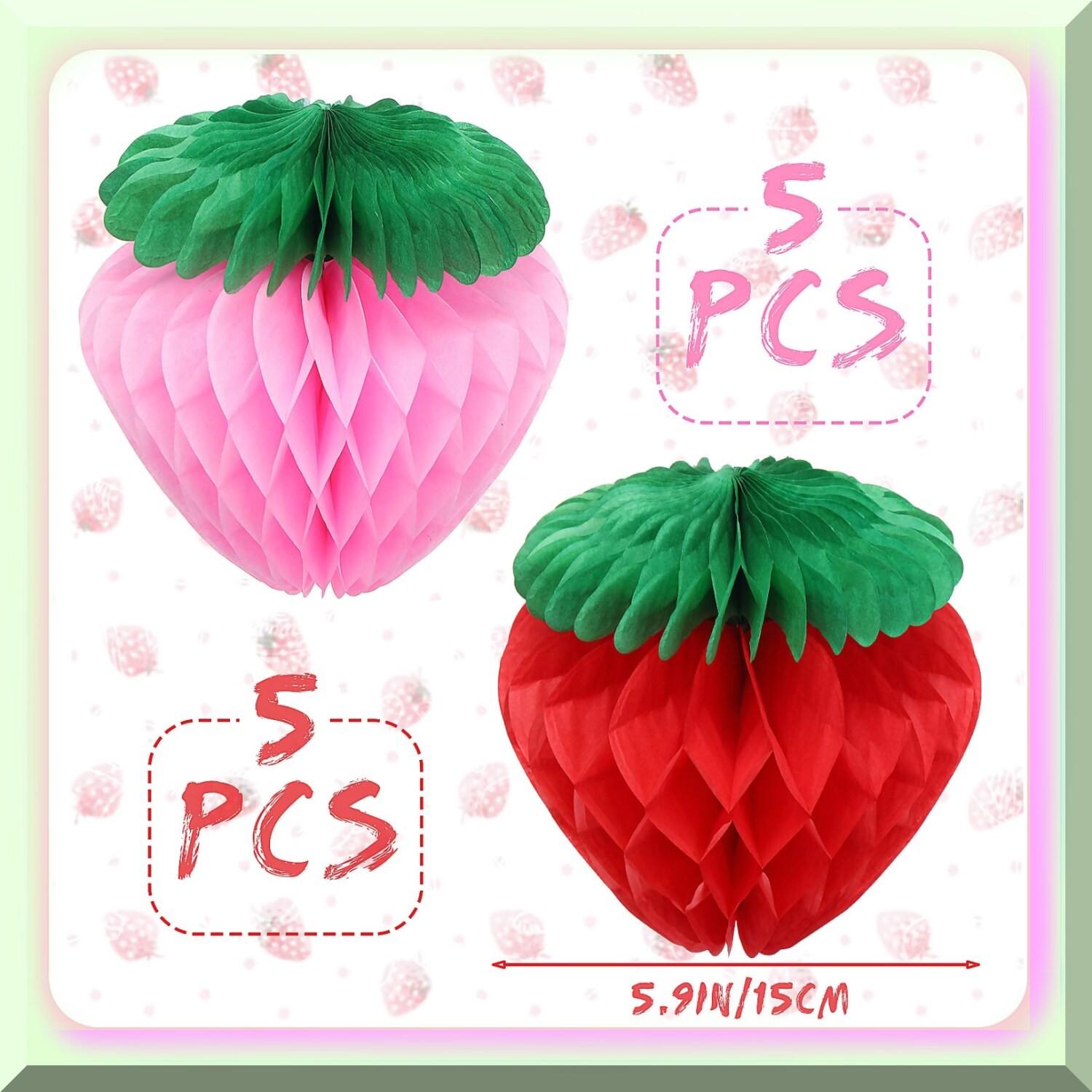 Strawberry Honeycomb Tissue Paper Balls 10 Pack
