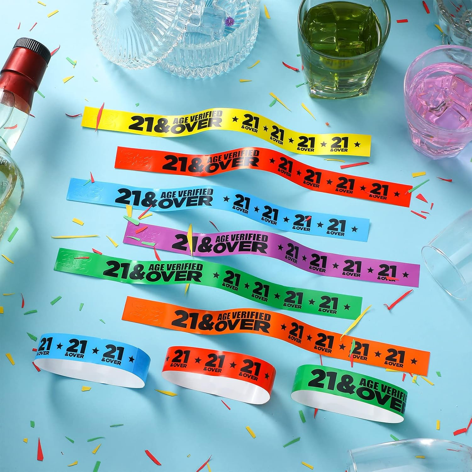 600 Pcs over 21 Wristbands Paper Event Wristbands Colored Bracelet Waterproof Wr