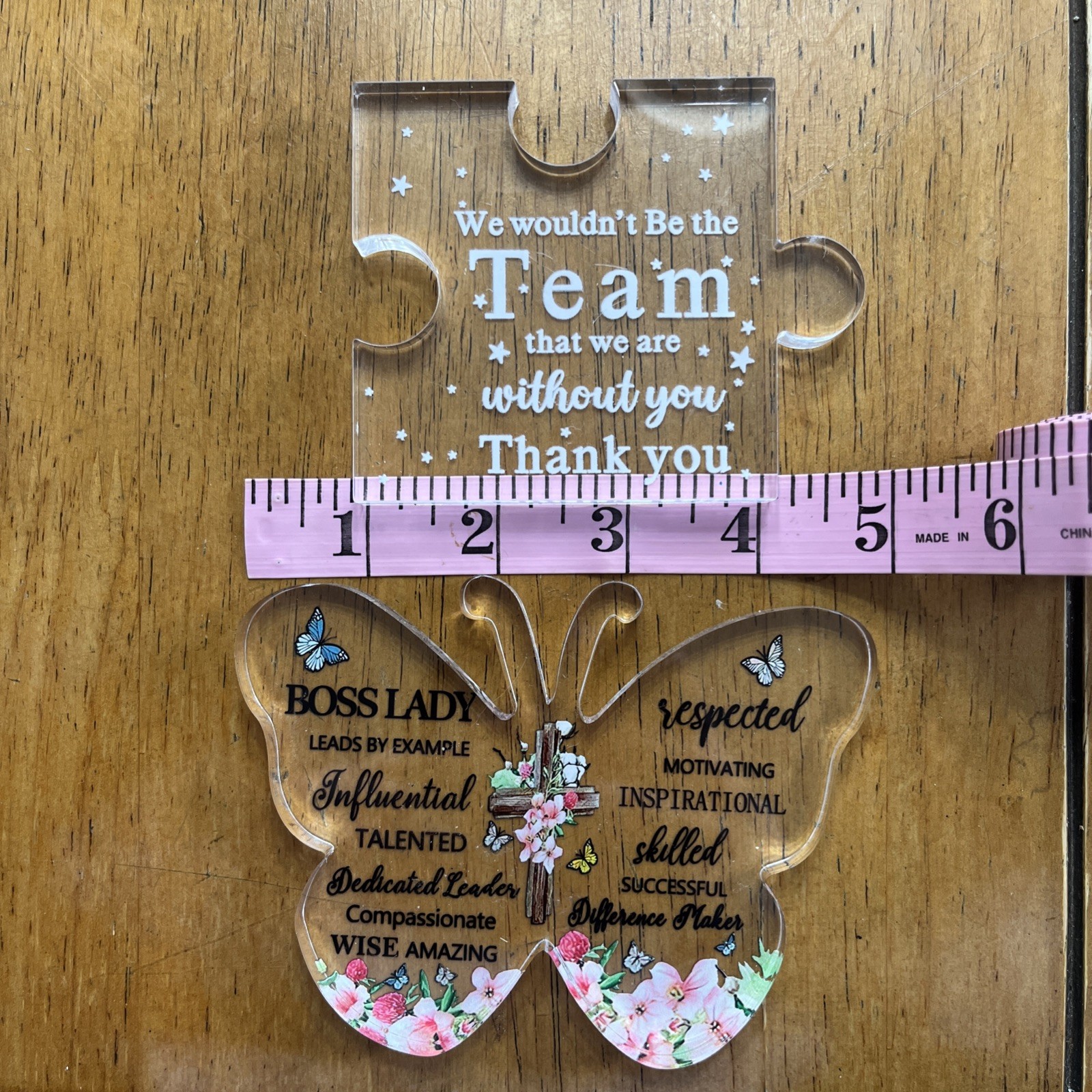 Boss Lady Thank You Butterfly Acrylic & Team Thank You Puzzle Piece gift Set