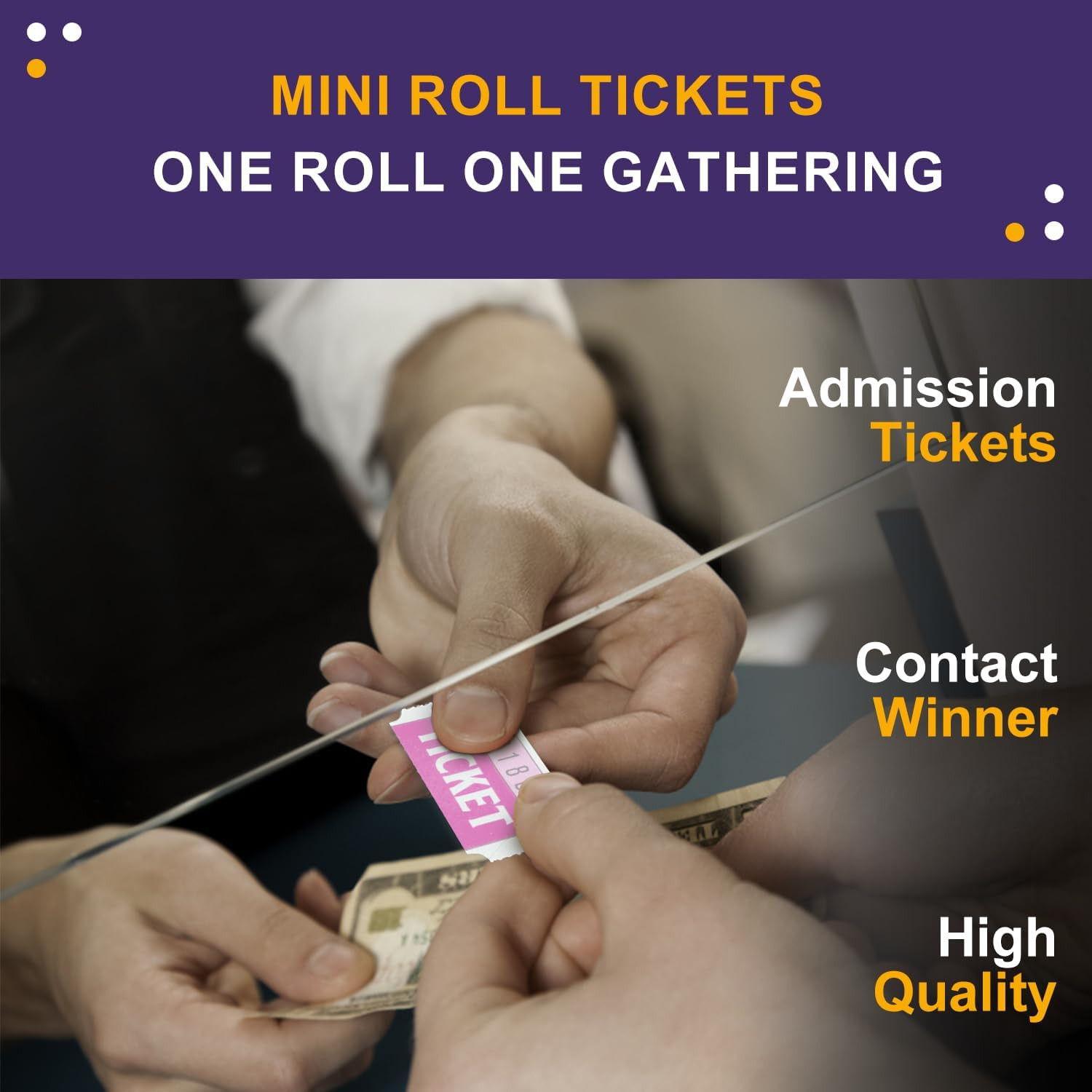 DGBDPACK 250 Raffle Tickets, 50/50 Double Roll Tickets for Raffles, Carnival, Do