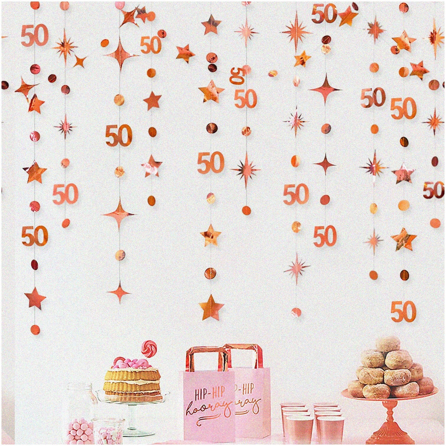 50th Birthday Rose Gold Decorations Kit